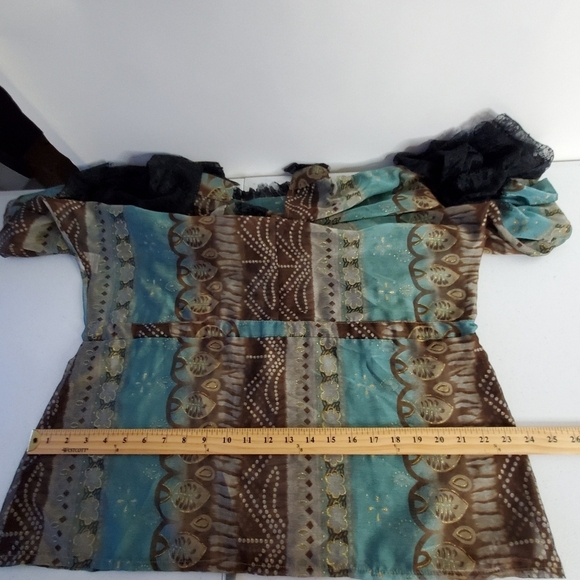 Vintage Flare Sleeve Sheer Lace Tunic Made in France Floral Fall Boho Top L/XL - Picture 9 of 15